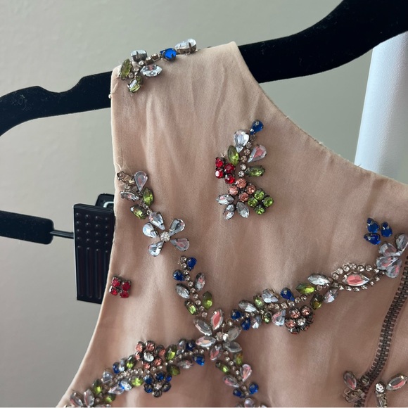 🍉Alice + Olivia Kesten Embellished Cropped Top Beige Red Stones RARE - Picture 11 of 12
